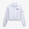 Seattle Seahawks Nike Women's Oversized Phoenix Fleece Cropped Quarter-Zip Sweatshirt - White - Front View