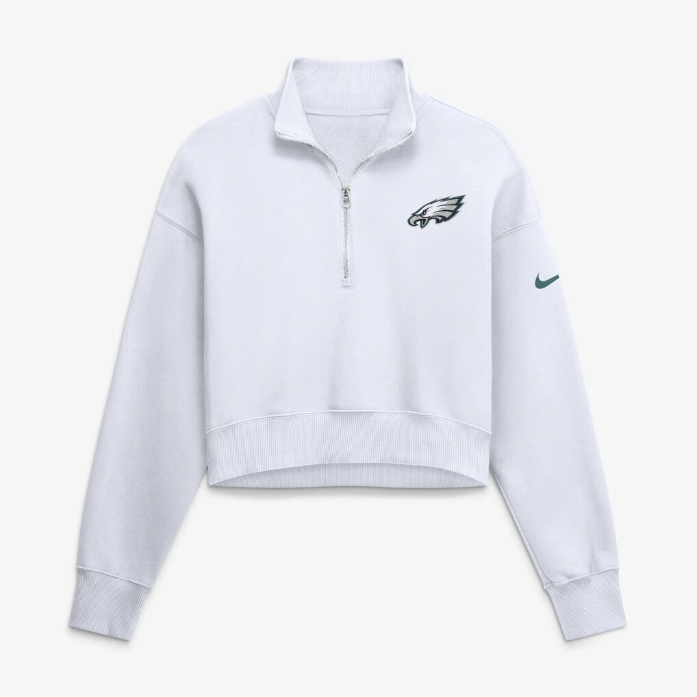 Philadelphia Eagles Nike Women's Oversized Phoenix Fleece Cropped Quarter-Zip Sweatshirt