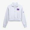 New York Giants Nike Women's Oversized Phoenix Fleece Cropped Quarter-Zip Sweatshirt - White - Front View