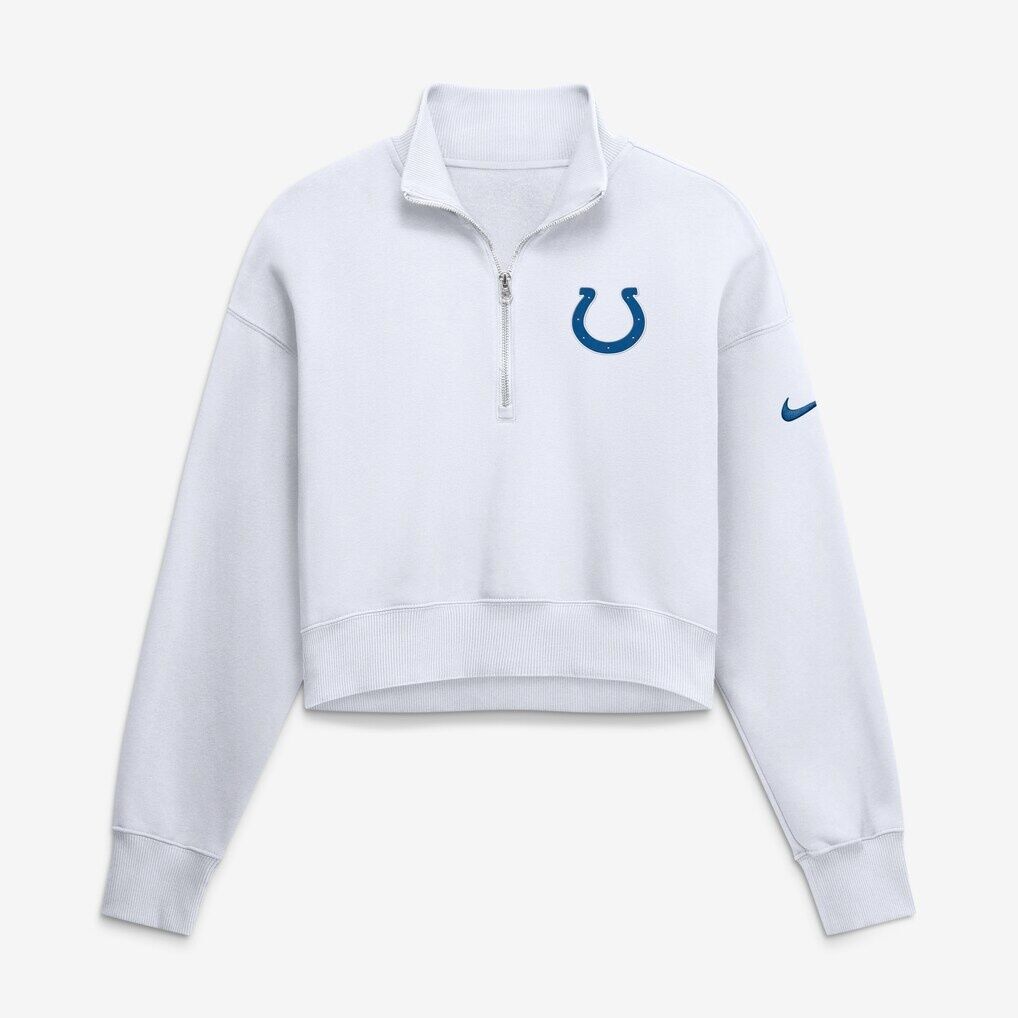 Indianapolis Colts Nike Women's Oversized Phoenix Fleece Cropped Quarter-Zip Sweatshirt
