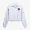 Chicago Bears Nike Women's Oversized Phoenix Fleece Cropped Quarter-Zip Sweatshirt - White - Front View