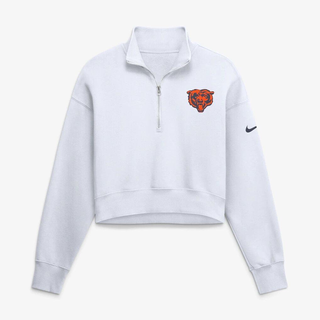 Chicago Bears Nike Women's Oversized Phoenix Fleece Cropped Quarter-Zip Sweatshirt