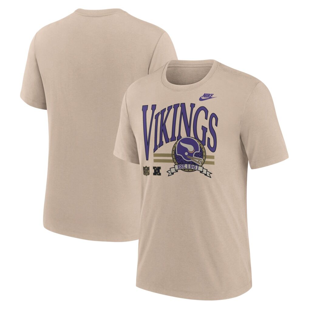 Minnesota Vikings Nike Rewind Tri-Blend T-Shirt - Sand