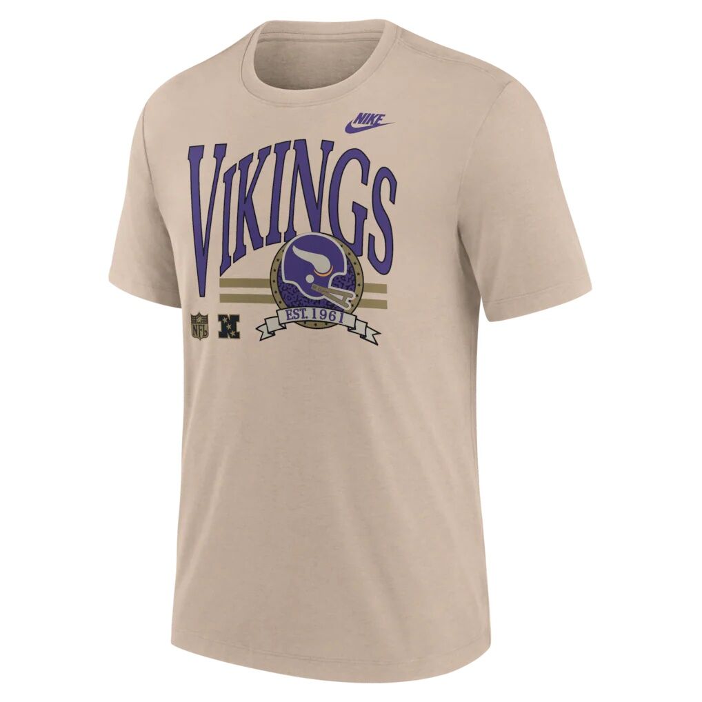 Minnesota Vikings Nike Rewind Tri-Blend T-Shirt - Sand