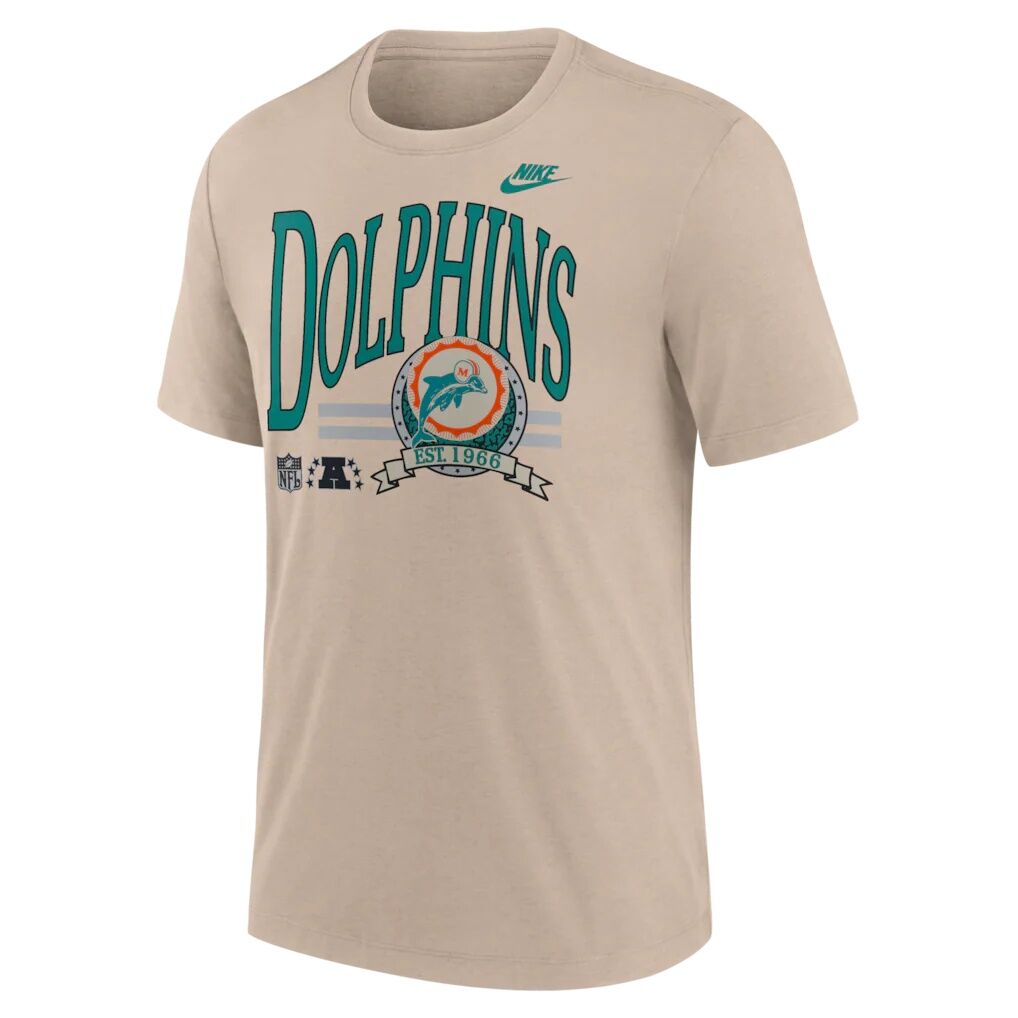 Miami Dolphins Nike Rewind Tri-Blend T-Shirt - Sand