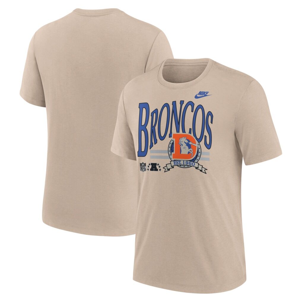 Denver Broncos Nike Rewind Tri-Blend T-Shirt - Sand