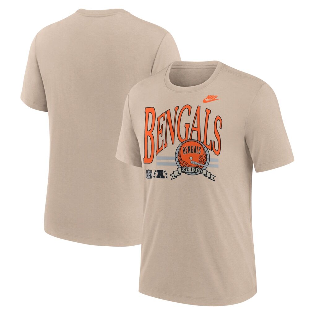 Cincinnati Bengals Nike Rewind Tri-Blend T-Shirt - Sand