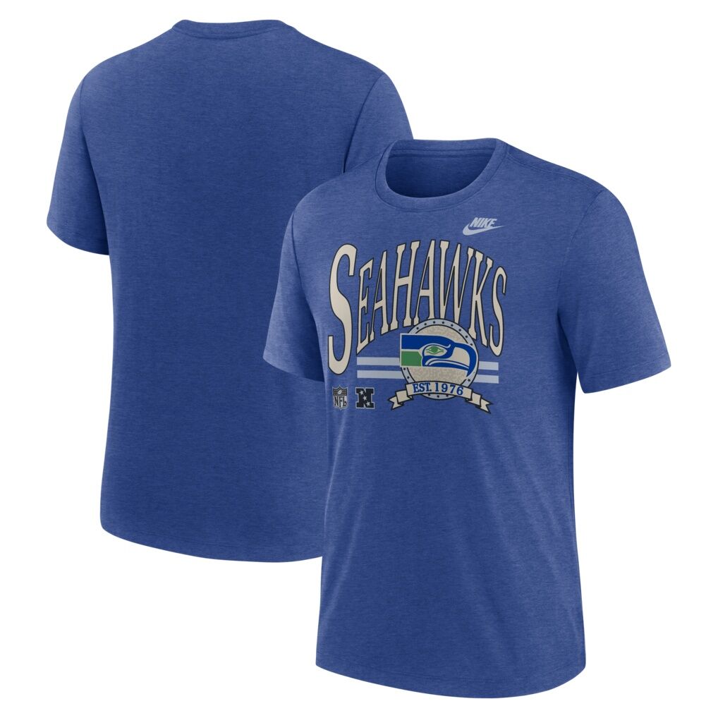 Seattle Seahawks Nike Rewind Tri-Blend T-Shirt - Heather Royal