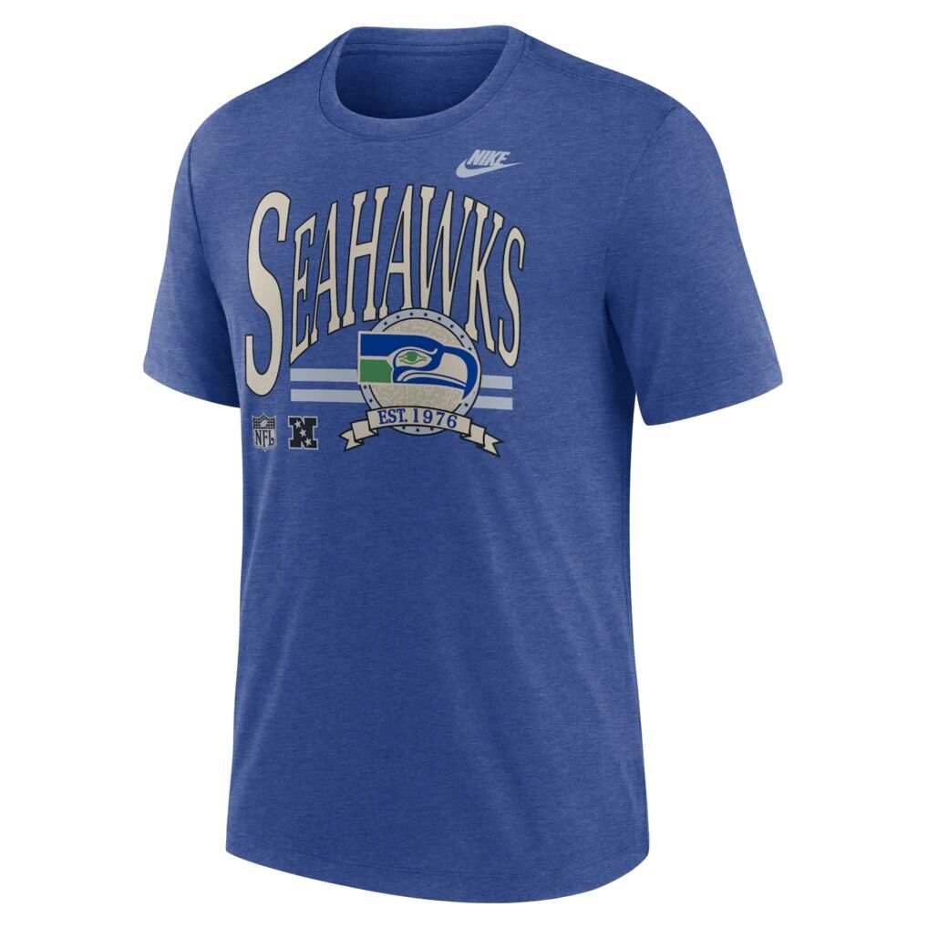 Seattle Seahawks Nike Rewind Tri-Blend T-Shirt - Heather Royal
