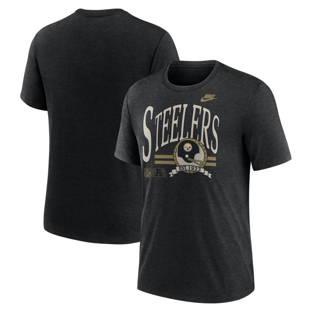 Pittsburgh Steelers Nike Rewind Tri-Blend T-Shirt - Heather Black