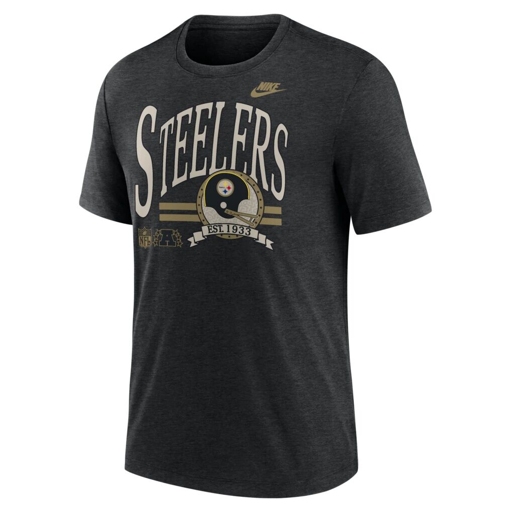 Pittsburgh Steelers Nike Rewind Tri-Blend T-Shirt - Heather Black