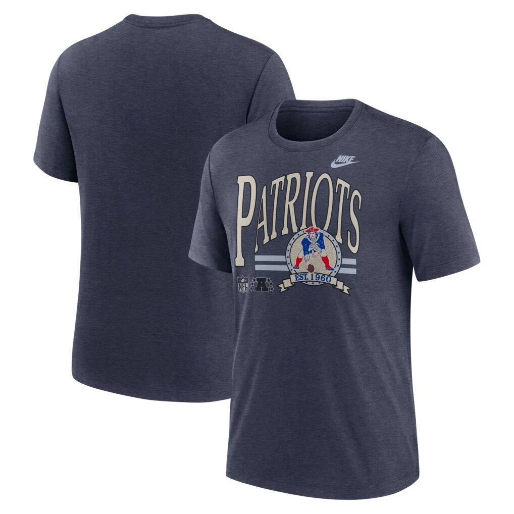 New England Patriots Nike Rewind Tri-Blend T-Shirt - Heather Navy