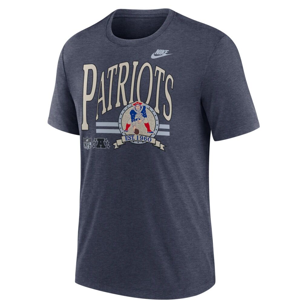New England Patriots Nike Rewind Tri-Blend T-Shirt - Heather Navy
