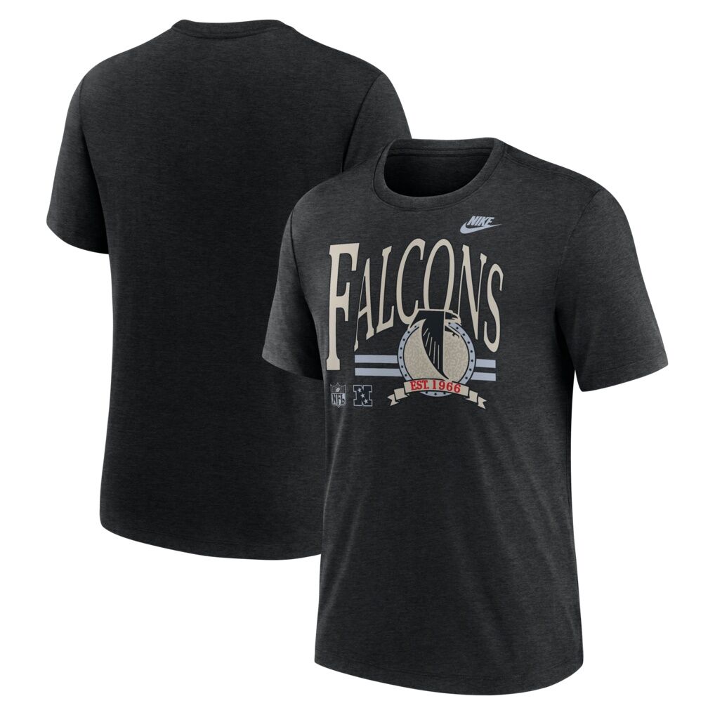 Atlanta Falcons Nike Rewind Tri-Blend T-Shirt - Heather Black