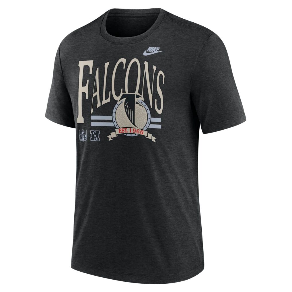 Atlanta Falcons Nike Rewind Tri-Blend T-Shirt - Heather Black