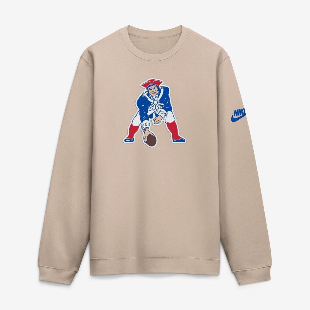New England Patriots Nike I-Formation Rewind Club Crew Sweatshirt - Sand