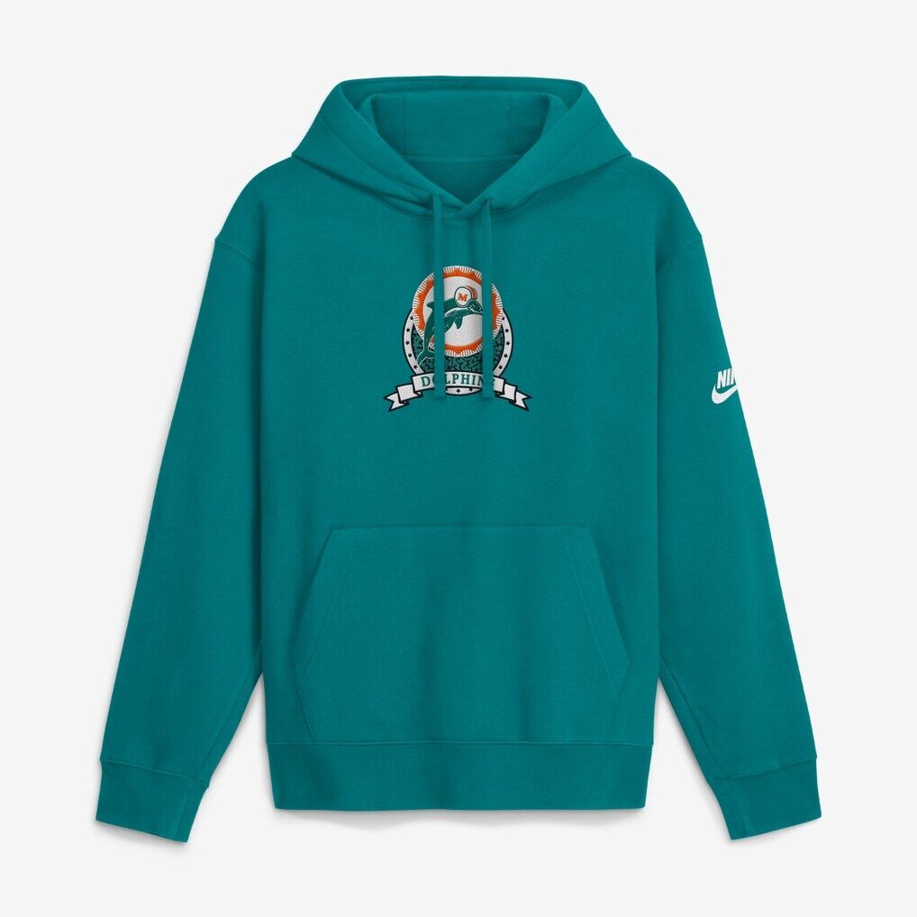 Miami Dolphins Nike Short Pass Rewind Club Fleece Hoodie - Aqua