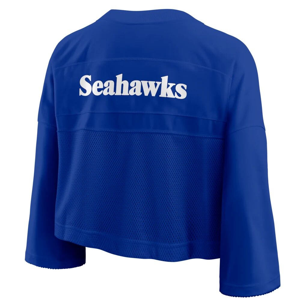 Seattle Seahawks Nike Women’s Rewind Cropped Mesh Dri-FIT Fashion Jersey – Royal