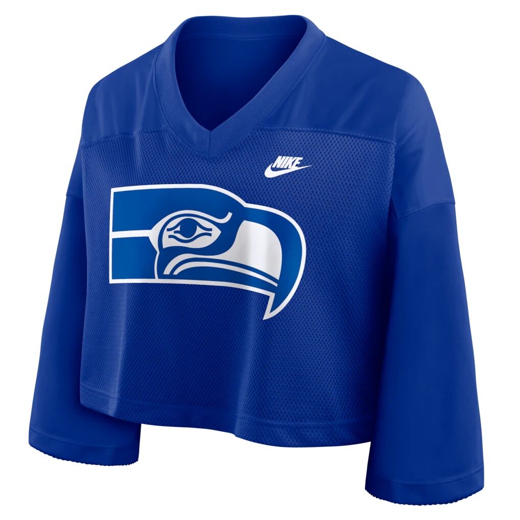 Seattle Seahawks Nike Women’s Rewind Cropped Mesh Dri-FIT Fashion Jersey – Royal