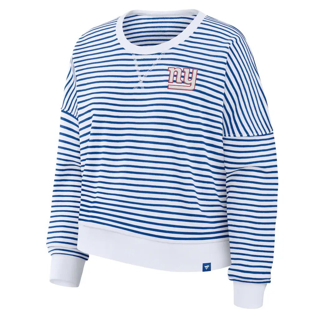 New York Giants Fashion7 Women's Striped Oversized French Terry Sweatshirt - White/Royal
