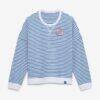 New York Giants Fashion7 Women's Striped Oversized French Terry Sweatshirt - - Front View