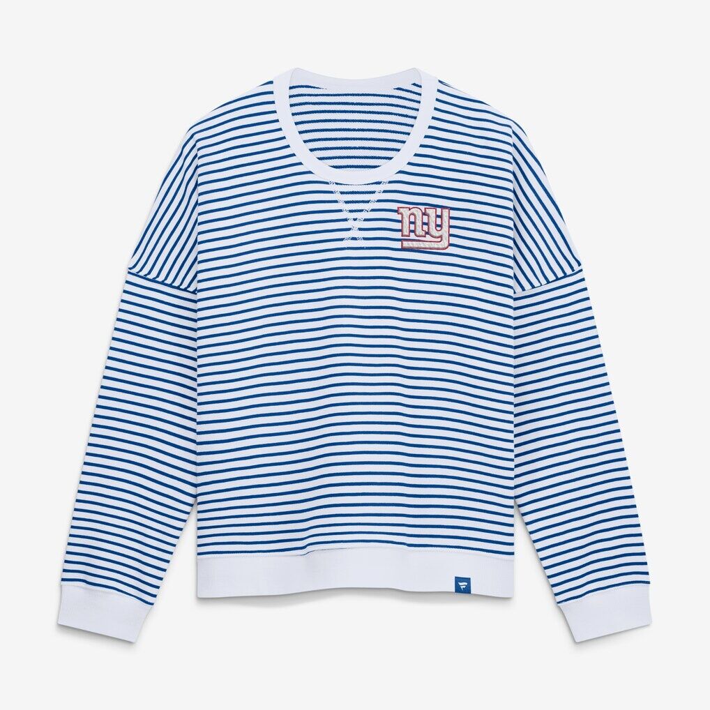 New York Giants Fashion7 Women's Striped Oversized French Terry Sweatshirt - White/Royal