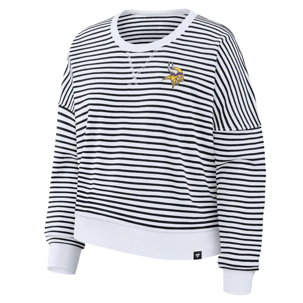 Minnesota Vikings Fashion7 Women's Striped Oversized French Terry Sweatshirt - White/Black