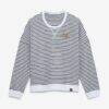 Minnesota Vikings Fashion7 Women's Striped Oversized French Terry Sweatshirt - - Front View