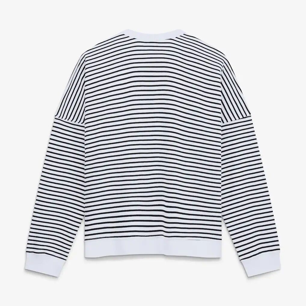 Pittsburgh Steelers Fashion7 Women's Striped Oversized French Terry Sweatshirt - White/Black