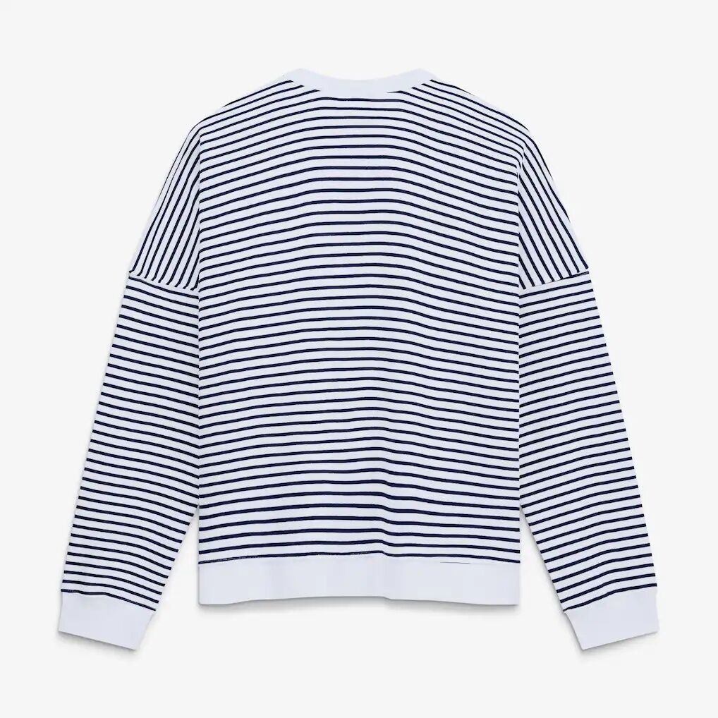 Chicago Bears Fashion7 Women's Striped Oversized French Terry Sweatshirt - White/Navy
