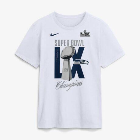 Seattle Seahawks Nike Super Bowl LX Champions Lombardi Trophy T-Shirt - White - Front View