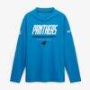 Carolina Panthers Nike Sideline Game On Lightweight Long Sleeve Hooded Dri-FIT Top - Blue - Front View
