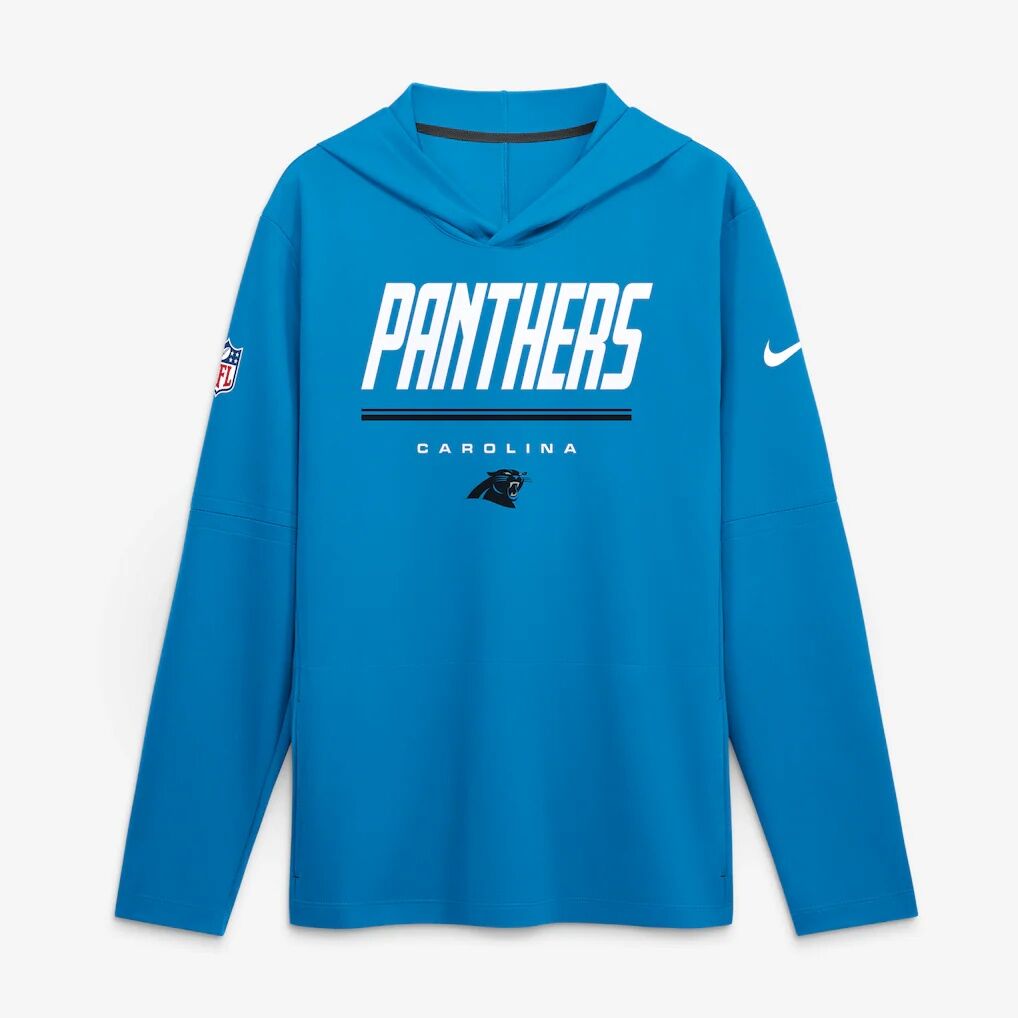 Carolina Panthers Nike Sideline Game On Lightweight Long Sleeve Hooded Dri-FIT Top
