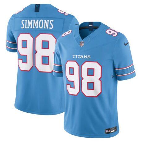 Jeffery Simmons Tennessee Titans Nike Team Vapor F.U.S.E. Stitched Limited Jersey - Light Blue - Front View