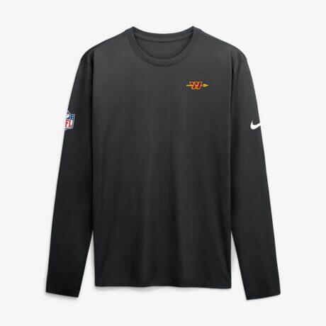 Washington Commanders Nike Legend Small Logo Dri-FIT Long Sleeve T-Shirt - Black - Front View