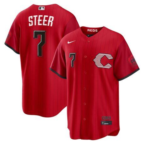 Spencer Steer Cincinnati Reds Nike 2026 City Connect Stadium Jersey - Red - Front View