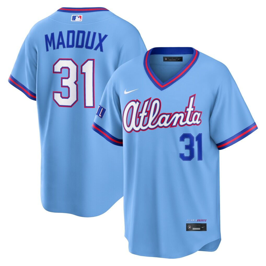 Greg Maddux Atlanta Braves Nike 2026 City Connect Stadium Jersey – Powder Blue
