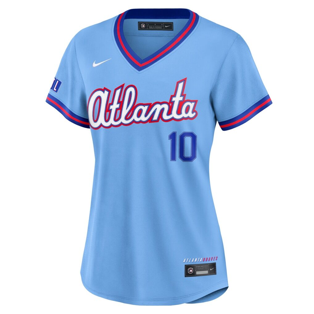Chipper Jones Atlanta Braves Nike Women’s 2026 City Connect Stadium Jersey – Powder Blue