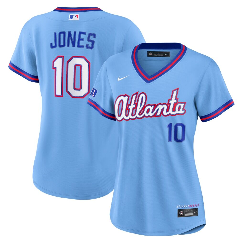 Chipper Jones Atlanta Braves Nike Women’s 2026 City Connect Stadium Jersey – Powder Blue