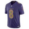 Lamar Jackson Baltimore Ravens Nike Alternate Vapor F.U.S.E. Stitched Limited Jersey - Purple - Side View