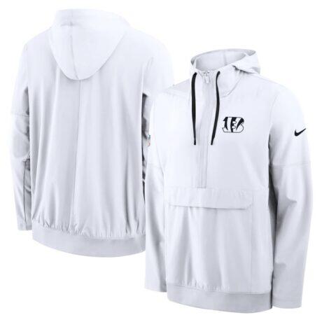 Cincinnati Bengals Nike Alt Anorak Half-Zip Hooded Jacket - White - Front View