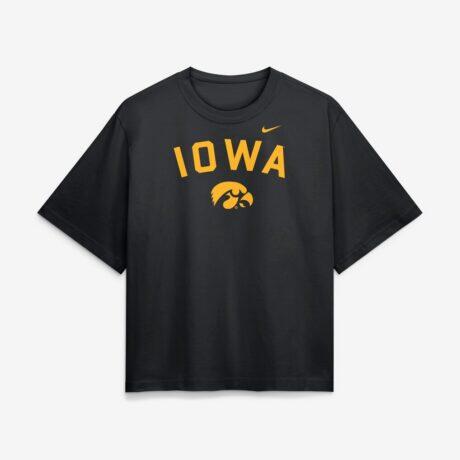 Iowa Hawkeyes Nike Women's Arch Logo Boxy T-Shirt - Black - Front View