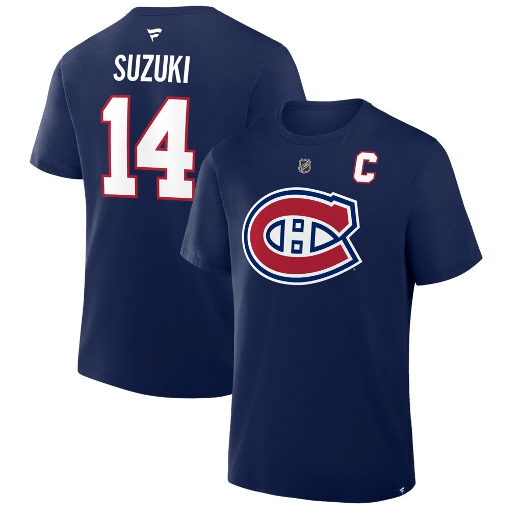 Nick Suzuki Montreal Canadiens Fashion7 Authentic Stack Name & Number T-Shirt