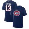Cole Caufield Montreal Canadiens Fashion7 Authentic Stack Name & Number T-Shirt - Navy - Front View