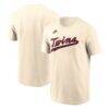 Minnesota Twins Nike 2026 Field of Dreams Wordmark T-Shirt - Cream - Front View
