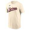 Minnesota Twins Nike 2026 Field of Dreams Wordmark T-Shirt - Cream - Side View
