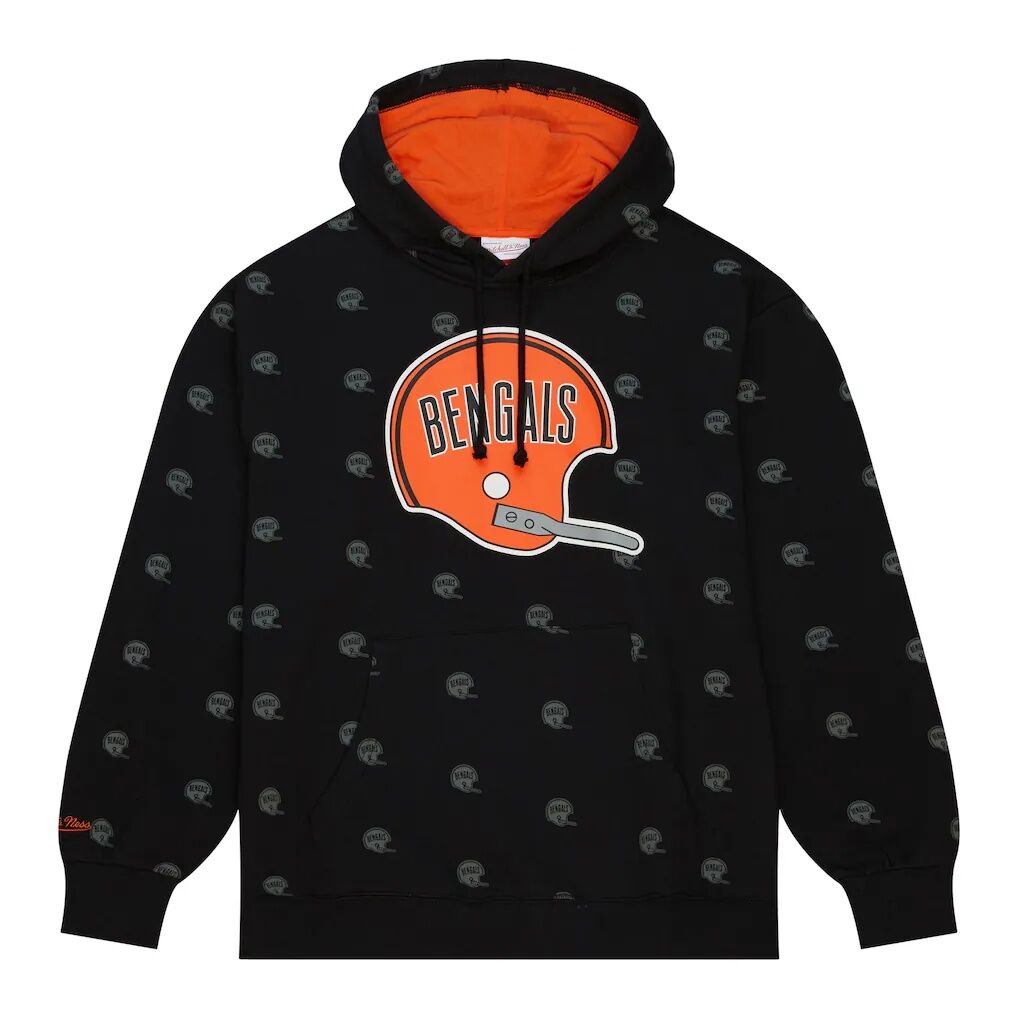 Cincinnati Bengals Mitchell & Ness Allover Print Fleece Pullover Hoodie