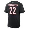 Logan Stankoven Carolina Hurricanes Fashion7 Authentic Stack Name & Number T-Shirt - Black - Detail View