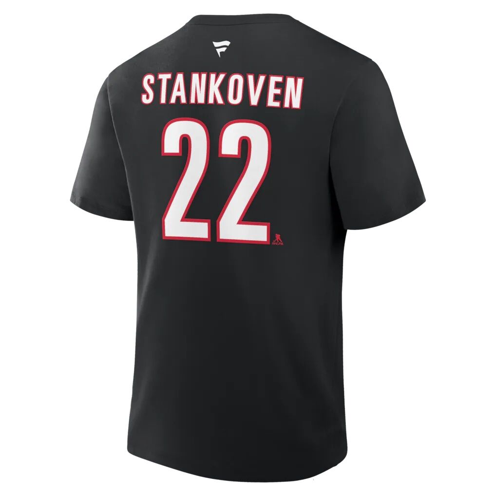 Logan Stankoven Carolina Hurricanes Fashion7 Authentic Stack Name & Number T-Shirt
