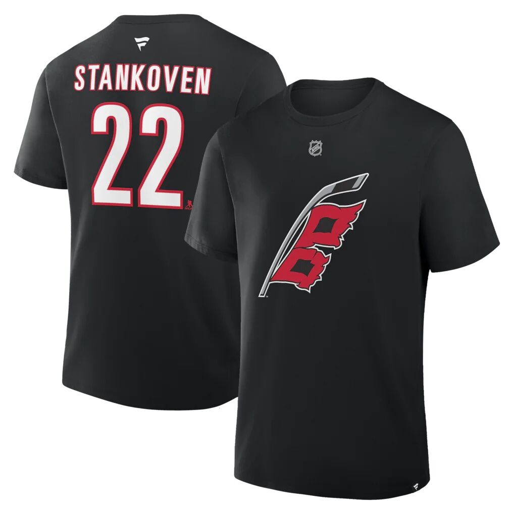 Logan Stankoven Carolina Hurricanes Fashion7 Authentic Stack Name & Number T-Shirt